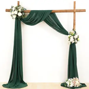 绿色婚礼拱形窗帘6码长和30英寸宽透明雪纺婚礼拱形窗帘，用于派对背景仪式装饰