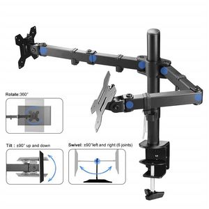 Support double <span class=keywords><strong>écran</strong></span> robuste 15-<span class=keywords><strong>27</strong></span> <span class=keywords><strong>pouces</strong></span>, 10 kg par bras, <span class=keywords><strong>hauteur</strong></span> <span class=keywords><strong>réglable</strong></span> 415 mm pour <span class=keywords><strong>écran</strong></span>s <span class=keywords><strong>PC</strong></span> et moniteurs d'ordinateur portable - Product Image 3