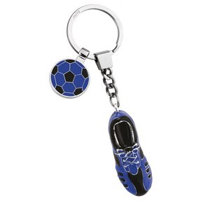 Porte-clés Chaussure de Football Bleu Noir avec Breloque Ballon de Foot Chaîne Métallique Cadeau Promotionnel - Product Image 2