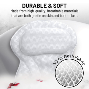 Cuscino da Bagno Antiscivolo 4D in Rete, Cuscino per <span class=keywords><strong>Doccia</strong></span> Bianco, Cuscino Massaggiante per Vasca con Ventosa - Product Image 3