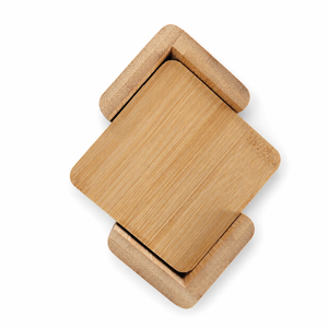 Set di 4 Sottobicchieri Quadrati in Bambù con Supporto, Incisione Laser, per Casa, Cucina, Tavolo, Vendita al Dettaglio, Disponibili negli USA - Product Image 3