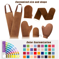 Mitaines applicatrices de luxe avec logo personnalisé applicateur bronzage en velours double face avec fausses mitaines autobronzantes pour le pouce