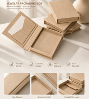 Boîte à bijoux magnétique à rabat en crème beige pour cartes VIP, avec pochette intérieure pour porte-cartes de remerciement - Vente en gros