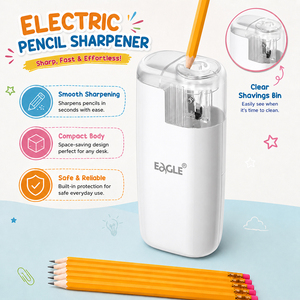 Juego de Papelería Eléctrico 3 en 1 EAGLE, Sacapuntas y Borrador Eléctricos con Lápices HB, Juego de Regalo de Papelería Escolar J6103B - Product Image 3