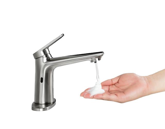 Soap Dispenser 2 in 1 Dual Sensor Taps Faucet Touchless Sink Faucet Bathroom Sink Mixer Faucet Water Tap for Kitchen Bathroom