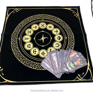 ผ้าปูโต๊ะสำหรับทำพิธีกรรมไพ่ทาโรต์ ขนาด 18.<span class=keywords><strong>7</strong></span> x 18.<span class=keywords><strong>7</strong></span> นิ้ว พิมพ์ลายเต็มผืน ปั๊มฟอยล์ทอง ผ้ากำมะหยี่สีดำทรงสี่เหลี่ยม - Product Image 1