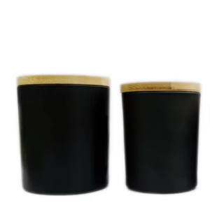 ขวดแก้วใสฝ้าขนาด 125 มล. 215 มล. 315 มล. พร้อมฝาไม้ไผ่ธรรมชาติสำหรับทำเทียน - Product Image 1