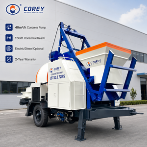 Bomba de Concreto Eléctrica/Diésel Corey de 40m/h con Remolque, Motor de Alta Eficiencia, Alcance Vertical de 40m, Equipo de Entrega para Construcción - Product Image 1