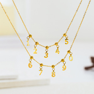 Thép Không Gỉ 18K Vàng Mạ Số Clip Trên Quyến Rũ Số 0-9 Trượt Keo Hạt Quyến Rũ - Product Image 2