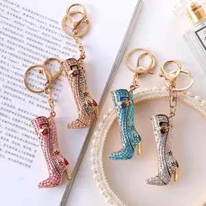 Lady High Heel Shoe Rhinestone Keychain Handbag Backpack Keyring Gifts Women Bag Charm Boot Metal Key Chains For Party Supplies