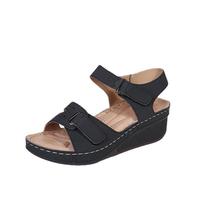 Nouvelles sandales rétro pour femmes, confortables, à talon compensé, grande taille, design respirant, chaussures décontractées polyvalentes pour un usage quotidien