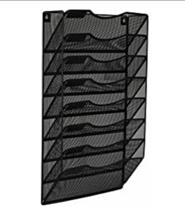 Best Home & Office <b>Wall</b>-Mounted 8-Section Metal Mesh Magazine & Document File Organizer Hanging File Rack <b>Desk</b> Organizer - Product Image 1