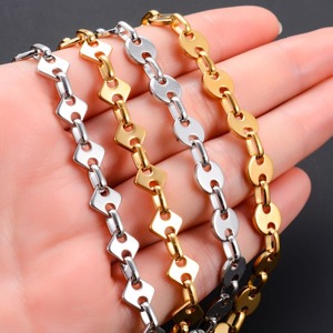 Collier chaîne à maillons ronds et carrés géométriques en acier inoxydable de 8 mm pour femmes et hommes, fait main, plaqué or, bijoux en métal - Product Image 4