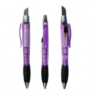 Retractable Blade Ballpoint <b>Pen</b>/Cutter <b>Pen</b> 0.7mm Writing Width Sports Plastic Promotional <b>Pen</b> - Product Image 1