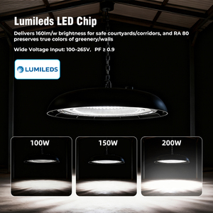 Lámpara <span class=keywords><strong>LED</strong></span> de Alta Bahía de Grado Comercial, Estándares de la UE CE EMC CB, PF≥0.9, 100W/150W/200W, 3CCT, Regulable, Chip Lumileds, IP65 Impermeable - Product Image 1