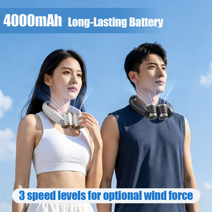 Ventilateur de cou portable rechargeable 4000 mAh 8W avec double sortie d'air, mains libres, angle réglable, faible MOQ, pour l'extérieur - Vente en gros - Product Image 3