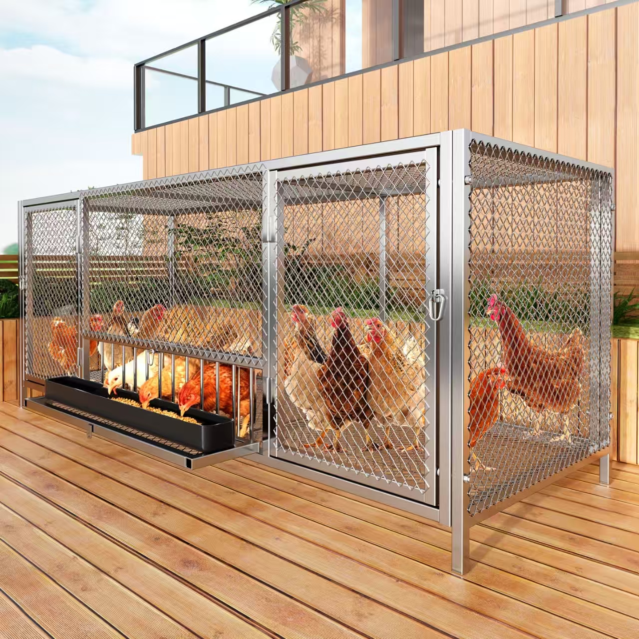 Jaula para gallinas plateada 150*53*60 cm