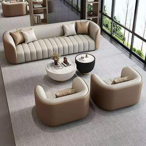 Juego de Sofás de Oficina de Cuero PU con Esponja de Alta Densidad, Muebles Cómodos para Sala de Estar Comercial - Product Image 4