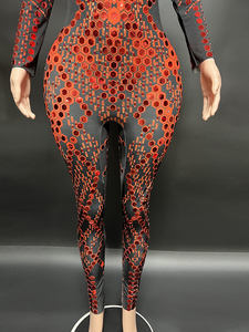 NOVANCE nueva ropa de mujer de talla grande <span class=keywords><strong>mono</strong></span> más vendido para mujer <span class=keywords><strong>lentejuelas</strong></span> brillantes monos de una pieza <span class=keywords><strong>rojo</strong></span> para damas - Product Image 3