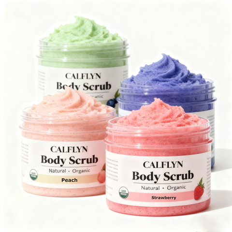 CALFLYN Natural Organic Body Scrub Avocado/Strawberry/Peach/Blueberry Exfoliating Moisturizing Body Polish OEM/ODM Private Label