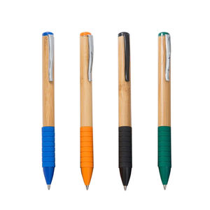 Stylo bille personnalisé en bambou biodégradable et écologique, 1,0 mm, avec logo et design torsadé en bois - Product Image 1