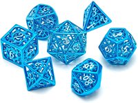 Dragon solide et donjon métal creux dnd chargé rpg jeu de dés personnalisé ragon et donjon dés en métal dés creux bleus