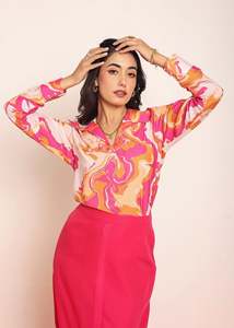 Conjunto de Dos Piezas para Mujer: Top Estampado con Falda de Nudos, Diseño Elegante, Estilo Moderno y Cómodo - Product Image 3