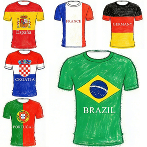 Maillot de football rétro personnalisé <span class=keywords><strong>Coupe</strong></span> du monde de football 100% polyester Séchage rapide Col en V Manches courtes Vêtements de football Équipe nationale Club - Product Image 1