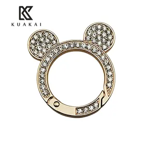 Metal açık halka özel logo bahar toka kanca matkap metal Mickey çanta bahar halka H6015Round çift taraflı bahar toka