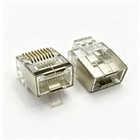 Conector Modular RJ45 E-HONG 8P8C CAT5e FTP Blindado Plateado de Cuerpo Corto para Cableado LAN Compacto de 24-26 AWG OEM ODM