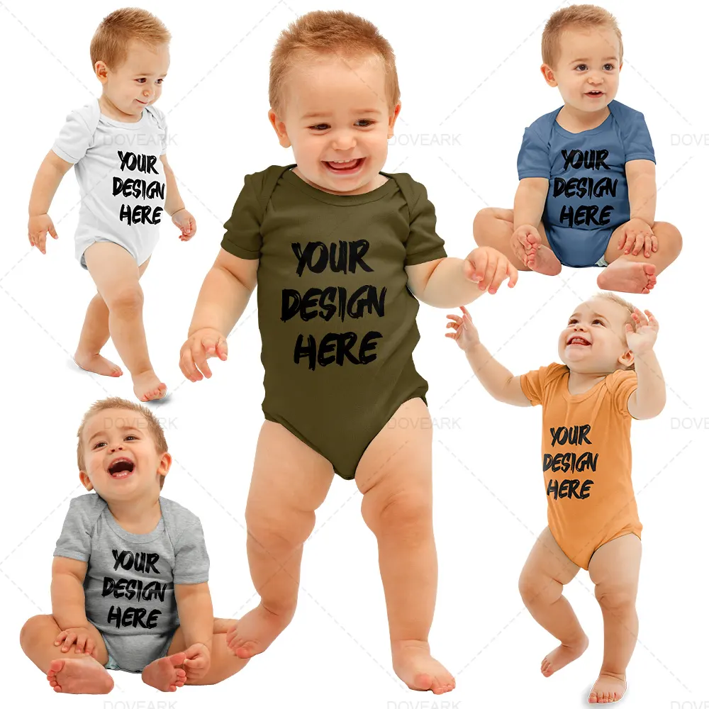 Custom Logo Pure Cotton Short Sleeve Boy And Girls Newborn Baby Romper Clothes Bodysuits Toddler Clothing
