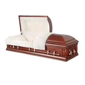 高品質の貿易保証アンティーク埋葬手作り正方形木製棺棺と棺葬儀用品