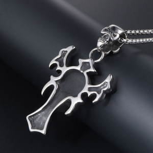 Stainless Steel Skull <b>Cross</b> Pendant Necklace SP502 Fashion Jewelry - Product Image 4