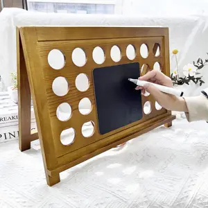 Custom Color Countertop Big 24 Capacity Collapsible Writing Board Drawing Board Acacia Wood Coffee Pod Stand Holder For K-Cups