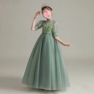 Per bambini con perline verdi qualsiasi colore Tulle pizzo una linea fiori ragazze manica lunga <span class=keywords><strong>abito</strong></span> da sposa <span class=keywords><strong>abito</strong></span> da sposa dalla cina per i bambini - Product Image 5