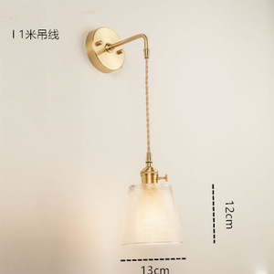 Lámpara de pared de latón para Dropshipping en Shopify, de cristal y hierro, para mesita de noche, baño, guardarropa, luz de fondo, en bronce antiguo, oro y plata. - Product Image 3