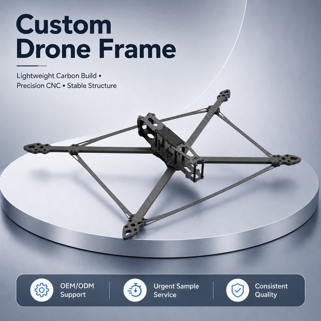 Factory Carbon Fiber Drone Frame Kit Extended Arm Lightweight CNC Airframe Chassis for FPV Quadcopter Prototype Supply