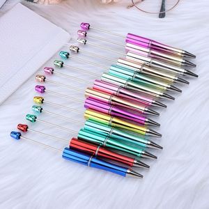 Custom Logo Funny Colorful UV Plating <b>Plastic</b> <b>Beaded</b> Gradual Color Spot DIY <b>Beaded</b> Ballpoint Pen - Product Image 2