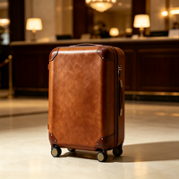 Valise de voyage vintage en gros, personnalisable avec logo, en cuir PU, coque rigide ABS, coins renforcés, avec serrure TSA