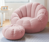 Fauteuil de Salon Ergonomique Nordique Moderne en Velours et Laine, Siège Pouf Grand Confort pour Bureau à Domicile, Canapé Simple pour Salon