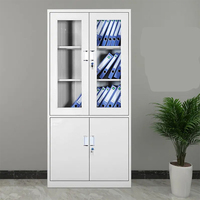 Armoire de classement autoportante en acier moderne, écologique, durable, grande capacité, avec porte vitrée et serrure à clé, 4 tiroirs, pour chambre et école