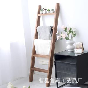 Toallero de madera con forma de escalera, organizador de almacenamiento de 4 niveles para baño y dormitorio - Product Image 2