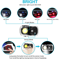 Terbaru ukuran Mini cerdas induksi lampu depan deteksi berjalan malam visi USB isi ulang Hiking Gear merah LED lampu kepala
