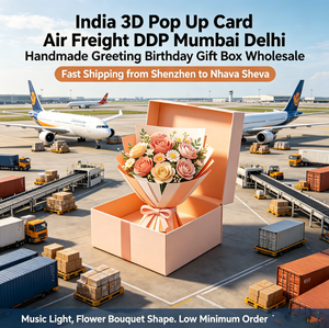 Carte 3D <span class=keywords><strong>Pop</strong></span>-up Chine Air+Express DDP Mumbai Delhi, Boîte Cadeau d'Anniversaire Faite à la Main, Emballage Personnalisé, Transit 5-10 Jours - Product Image 1
