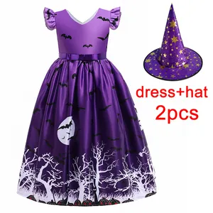 Meiqiai Neueste Halloween Cosplay Kostüm V-Ausschnitt Kinder Party kleid Gedruckt Nettes Mädchen Kleid WS011