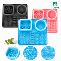 Gamelle d'eau et plateau de nourriture sèche 3-en-1 en silicone pour chien et chat, conforme aux normes FDA et REACH, avec tapis de léchage à alimentation lente, personnalisable OEM
