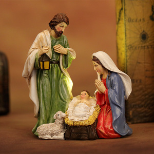 Statuette in Resina del Presepe con Gesù Bambino, Ornamenti Religiosi, Scena della Natività con Pecore, Regalo Natalizio per la Casa - Product Image 6