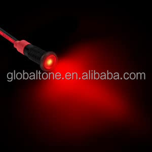 Luz indicadora Globaltone de 12 voltios y 6 mm, de aluminio, roja, tipo piloto, IP67, impermeable, negra, con cables. - Product Image 4