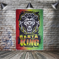 Bandera Decorativa con Diseño de León Rasta, Música Rock Reggae Jamaica, Decoración de Pared para el Hogar, 4 Ojales en las Esquinas, 3x5 Pies