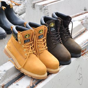 Safetoe इस्पात पैर की अंगुली के लिए पागल हार्स चमड़े गुडइयर झालर सुरक्षा बूट पुरुषों महिलाओं के फैशनेबल पंचर सबूत एकमात्र सुरक्षा जूता - Product Image 2